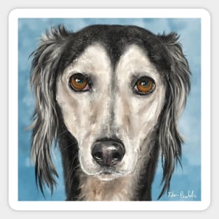 Painting of a Saluki Dog on Blue Background Sticker